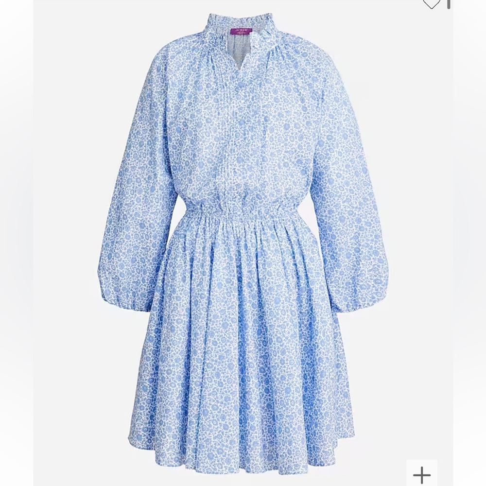 NWT J.Crew Ruffle-Collar Dress in Liberty® D'Anjo Coast fabric